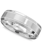 Men's 14k White Gold Ring, Engraved 6mm Band (Size 6