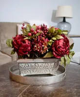 Nearly Natural Peony & Hydrangea Flower Arrangement