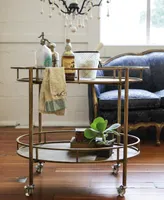 Metal Oval 2-Tier Bar Cart on Casters
