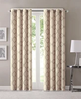 Madison Park Saratoga Fretwork Print Single Window Curtain Panel for Bedroom, Grommet Top Design Living Room