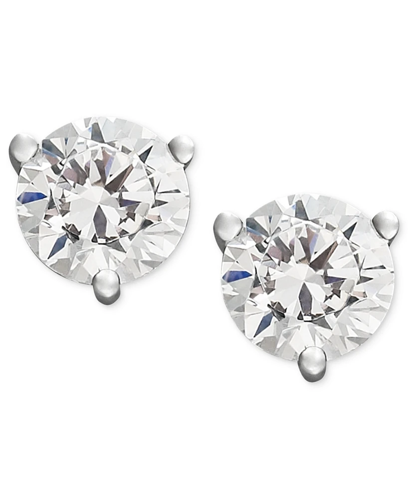 Certified Near Colorless Diamond Stud Earrings in (3/4 ct. t.w.) 18k White Gold
