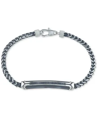Esquire Men's Jewelry Diamond Link Bracelet (1/10 ct. t.w.) in Black or Blue Ion-Plated Stainless Steel, Created for Macy's