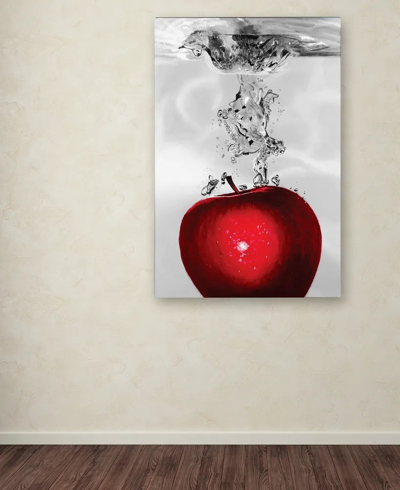Roderick Stevens 'Red Apple Splash' 22" x 32" Canvas Wall Art