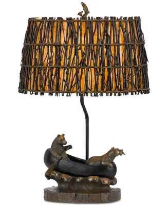 Cal Lighting Bear in Canoe Resin Table Lamp