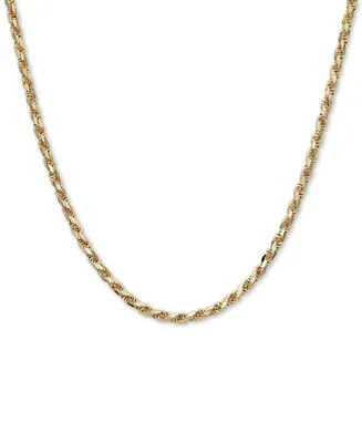 Italian Gold Diamond Cut Rope 22" Chain Necklace (4mm) in 14k Gold, Made in Italy