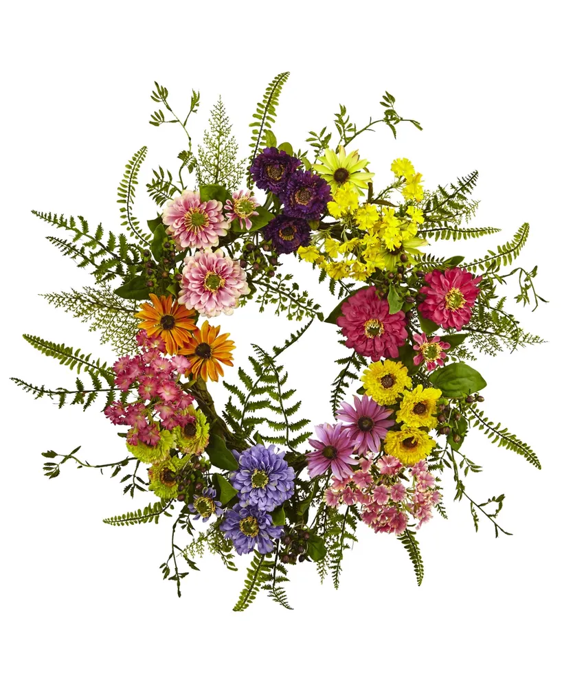 Nearly Natural Mixed Flower Wreath