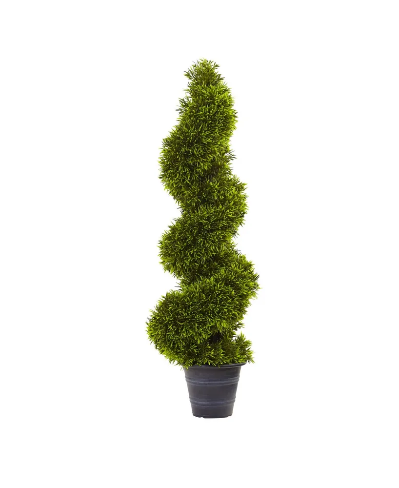 Nearly Natural 3' Artificial Grass Spiral Topiary with Decorative Planter