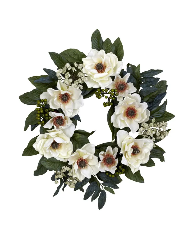 Nearly Natural 22" Artificial Magnolia Wreath