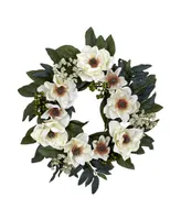 Nearly Natural 22" Artificial Magnolia Wreath