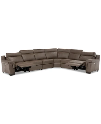 Julius 150" Ii 6-Pc. Leather Sectional Sofa With 2 Power Recliners, Headrests & Usb Outlet, Created for Macy's