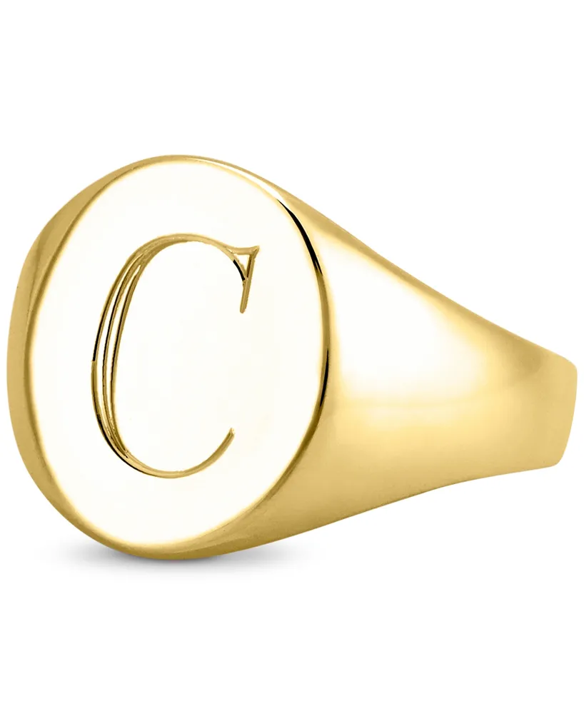 Sarah Chloe Initial Signet Ring 14K Gold-Plated Sterling Silver