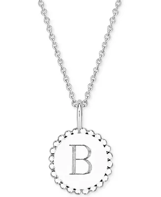 Initial Medallion Pendant Necklace in Sterling Silver, 18"