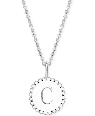 Initial Medallion Pendant Necklace in Sterling Silver, 18"