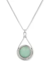 Lucky Brand Silver-Tone Round Stone Reversible 32" Pendant Necklace