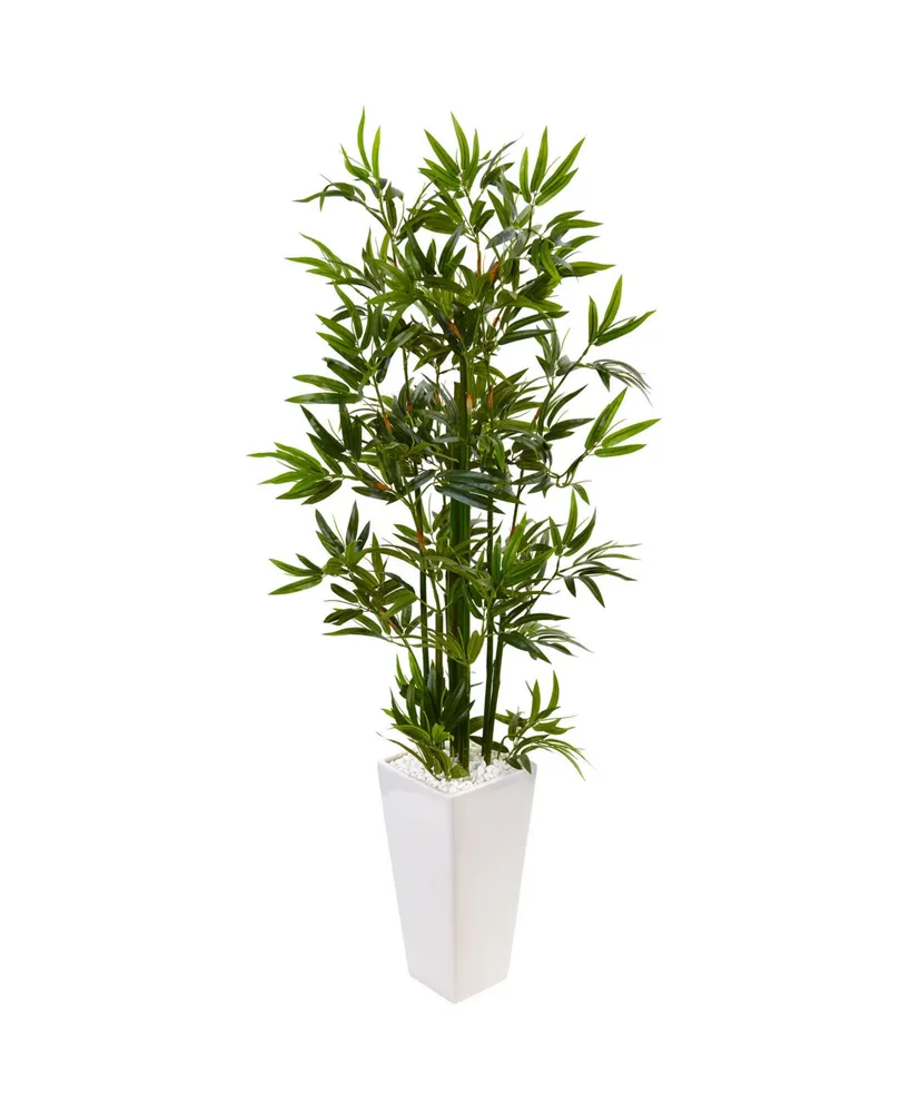 5' Bamboo Artificial Tree in Gray Cylinder Planter, Color: Green - JCPenney