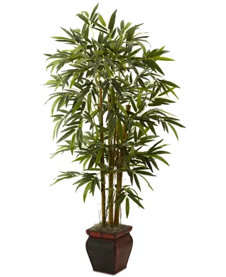 Nearly Natural 5.5' Artificial Bamboo Tree in Decorative Planter