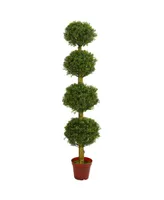 Nearly Natural 6' Boxwood 4-Tier Topiary Uv-Resistant Indoor/Outdoor Artificial Tree