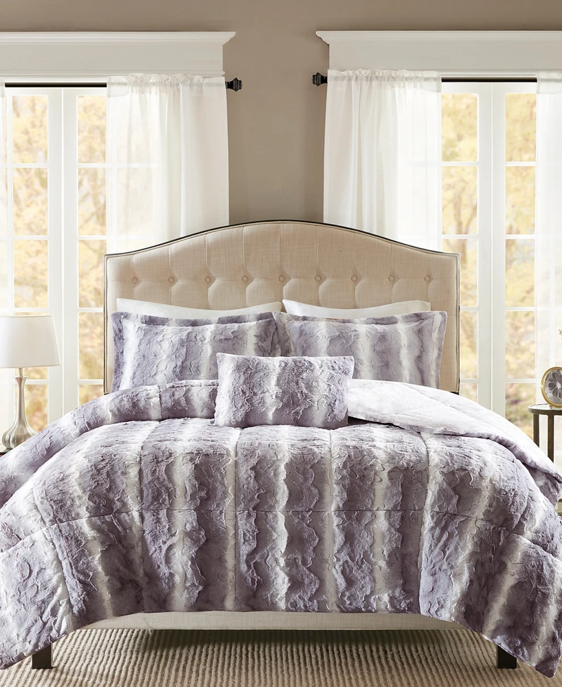 Madison Park Zuri 3-Piece Faux Fur Comforter Set, Twin