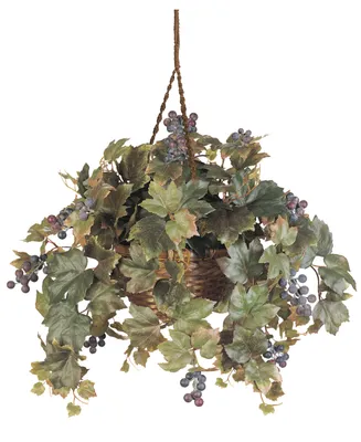 Nearly Natural Grape Leaf Artificial Plant Hanging Basket