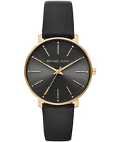 Michael Kors Women's Pyper Black Leather Strap Watch 38mm