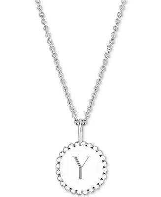 Initial Medallion Pendant Necklace in Sterling Silver, 18"