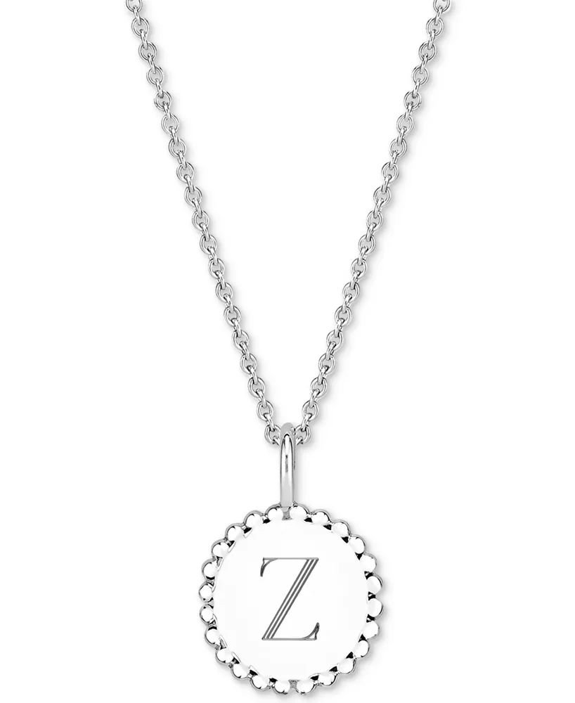 Initial Medallion Pendant Necklace in Sterling Silver, 18"