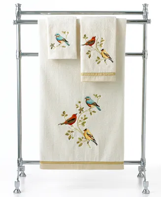 Avanti Gilded Birds Embroidered Cotton Fingertip Towel, 11" x 18"