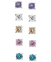 Giani Bernini Sterling Silver Earring Set, Multicolor Cubic Zirconia Five Stud Earring Set (1 ct. t.w.)