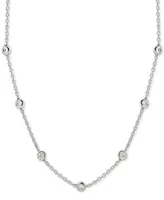 Giani Bernini Beaded Station Chain Necklace 18k Gold-Plated Silver, or Rose Silver Sterling 18" + 2" extender, Created fo