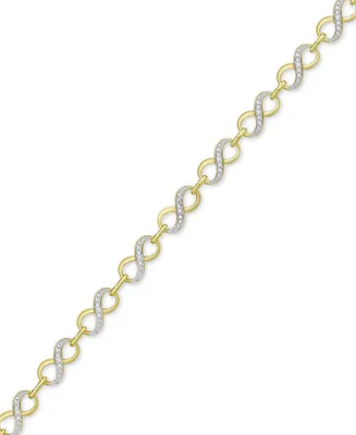 Diamond Accent Infinity Link Bracelet 18k Gold over Silver-Plate