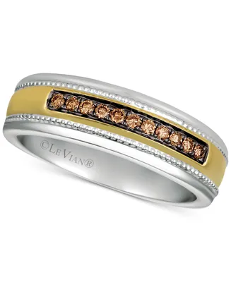 Le Vian Men's Diamond Two-Tone Ring (1/5 ct. t.w.) in 14k Gold & White Gold - Two