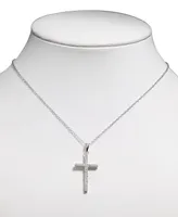 Giani Bernini Cubic Zirconia Cross Pendant Necklace and Stud Earrings Set in Sterling Silver, Created for Macy's