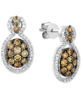 Le Vian Chocolatier Diamond Cluster Drop Earrings (1 ct. t.w.) in 14k White Gold