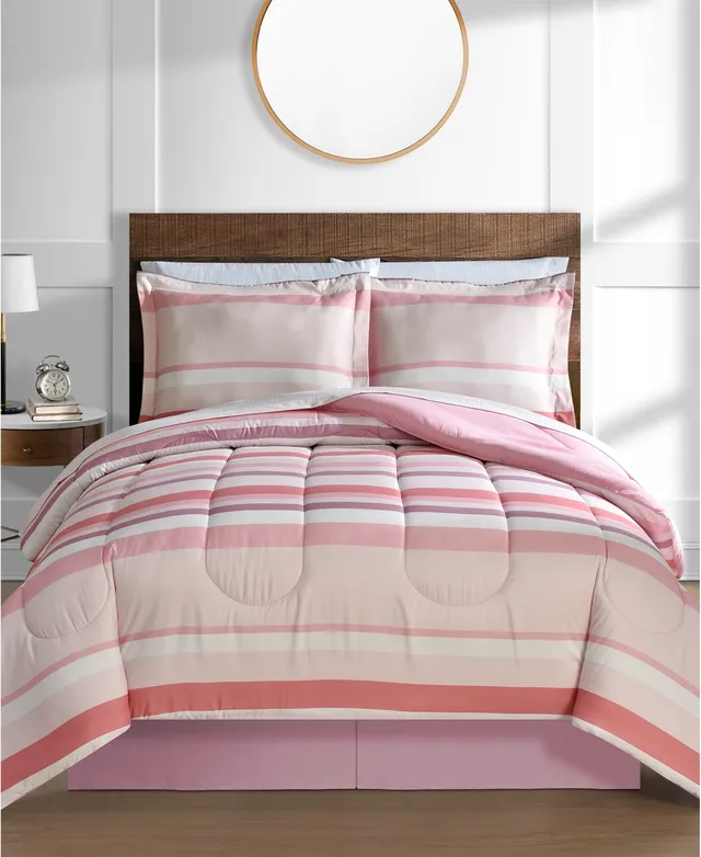 Fairfield Square Collection Austin Stripe/Solid Reversible 8 Pc. Comforter  Set, Created for Macy's - Macy's