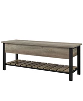 48" Open-Top Storage Bench with Shoe Shelf - White Oak