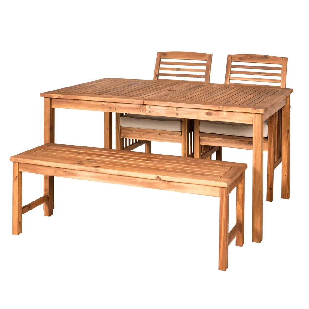 Outdoor Classic Contemporary Acacia Wood Simple Patio -Piece Dining Set