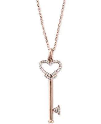 Pave Rose by Effy Diamond Heart Key Pendant (1/5 ct. t.w.) 14k Gold