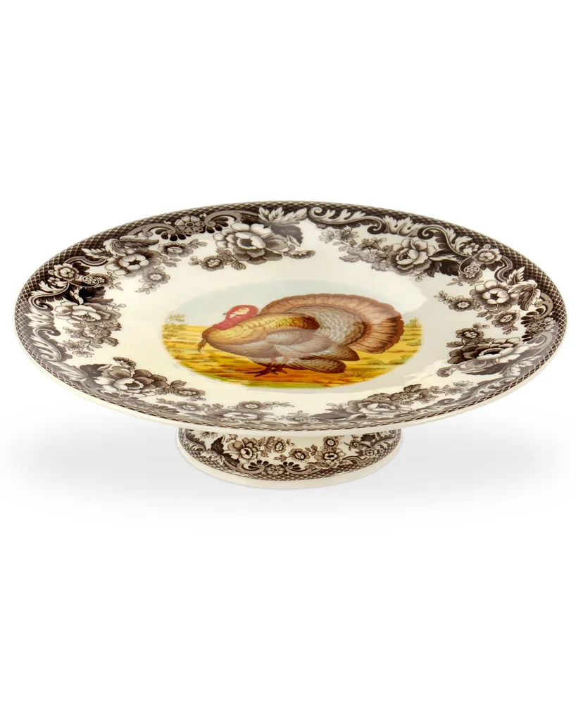 Spode Woodland Turkey Footed Cake Plate