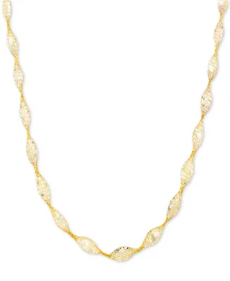 Cubic Zirconia Mesh Link 18" Collar Necklace in 14k Gold
