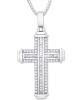Men's Diamond Cross 22" Pendant Necklace (1 ct. t.w.) in Sterling Silver