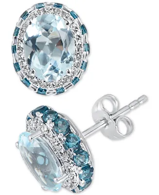 Blue Topaz (4-1/2 ct. t.w.) & White Topaz (1/4 ct. t.w.) Earrings in Sterling Silver