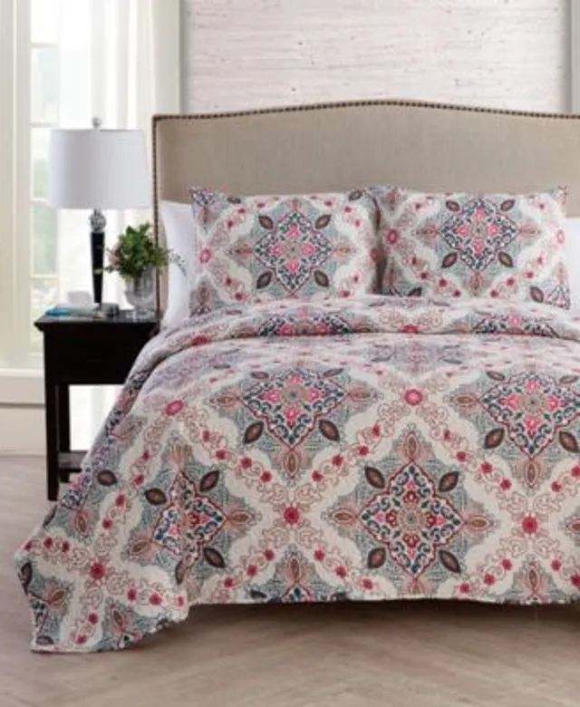 Queen Street Afton Medallion Reversible Quilt Set, Color: Blue