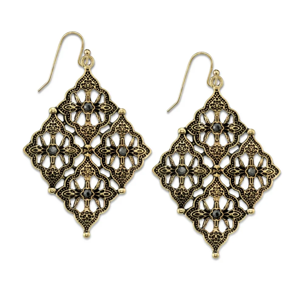 2028 Gold-Tone Diamond Shaped Earrings