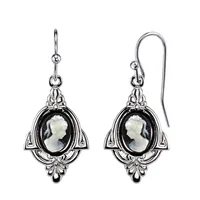 2028 Silver-Tone Simulated Cameo Drop Earrings