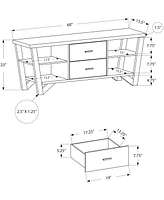 Monarch Specialties 60"L Tv Stand with 2 Storage Drawers in Grey-Black