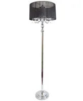 Elegant Designs Trendy Romantic Sheer Shade Floor Lamp with Hanging Crystals