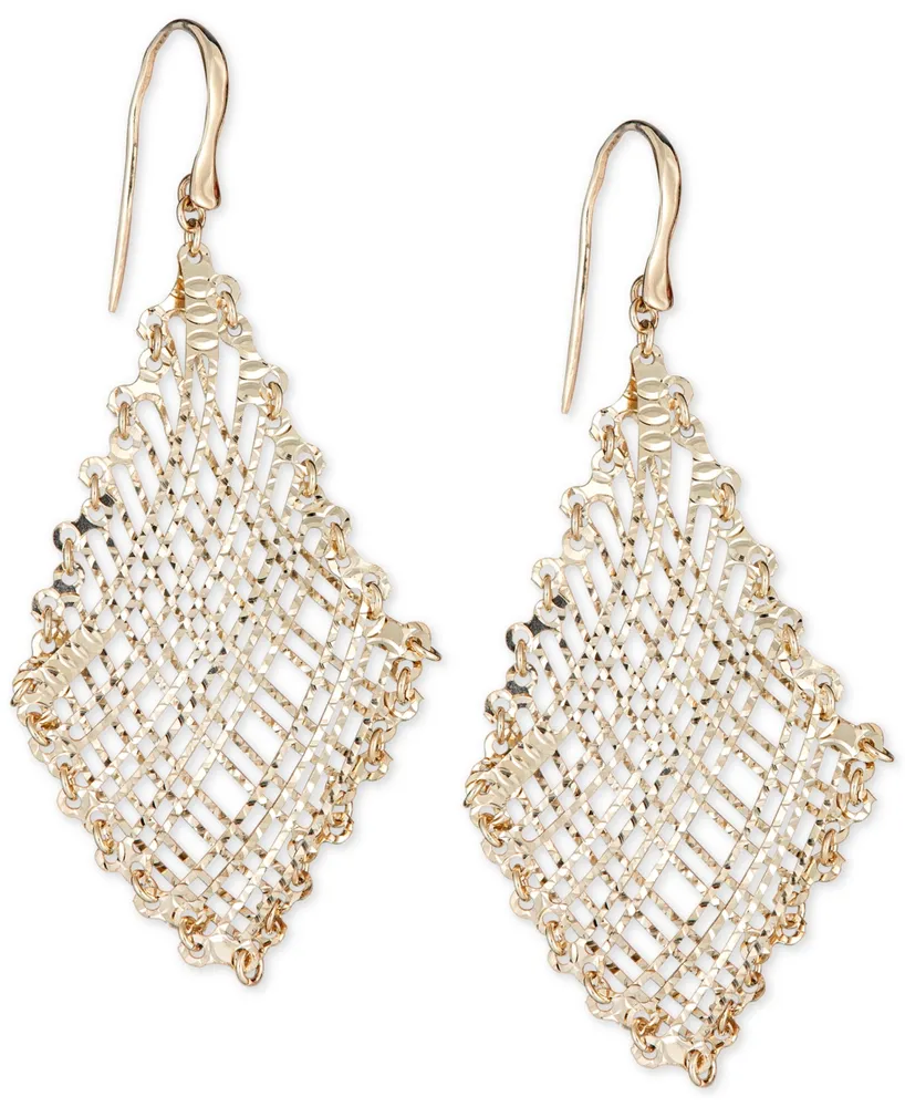 Filigree Weave Textured Drop Earrings in 14k Gold