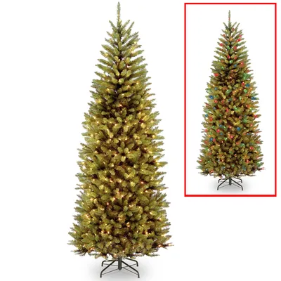 National Tree 7.5' Kingswood Fir Slim Hinged Tree with 450 Dual Color(R) Led Lights + PowerConnect System-9 Functions