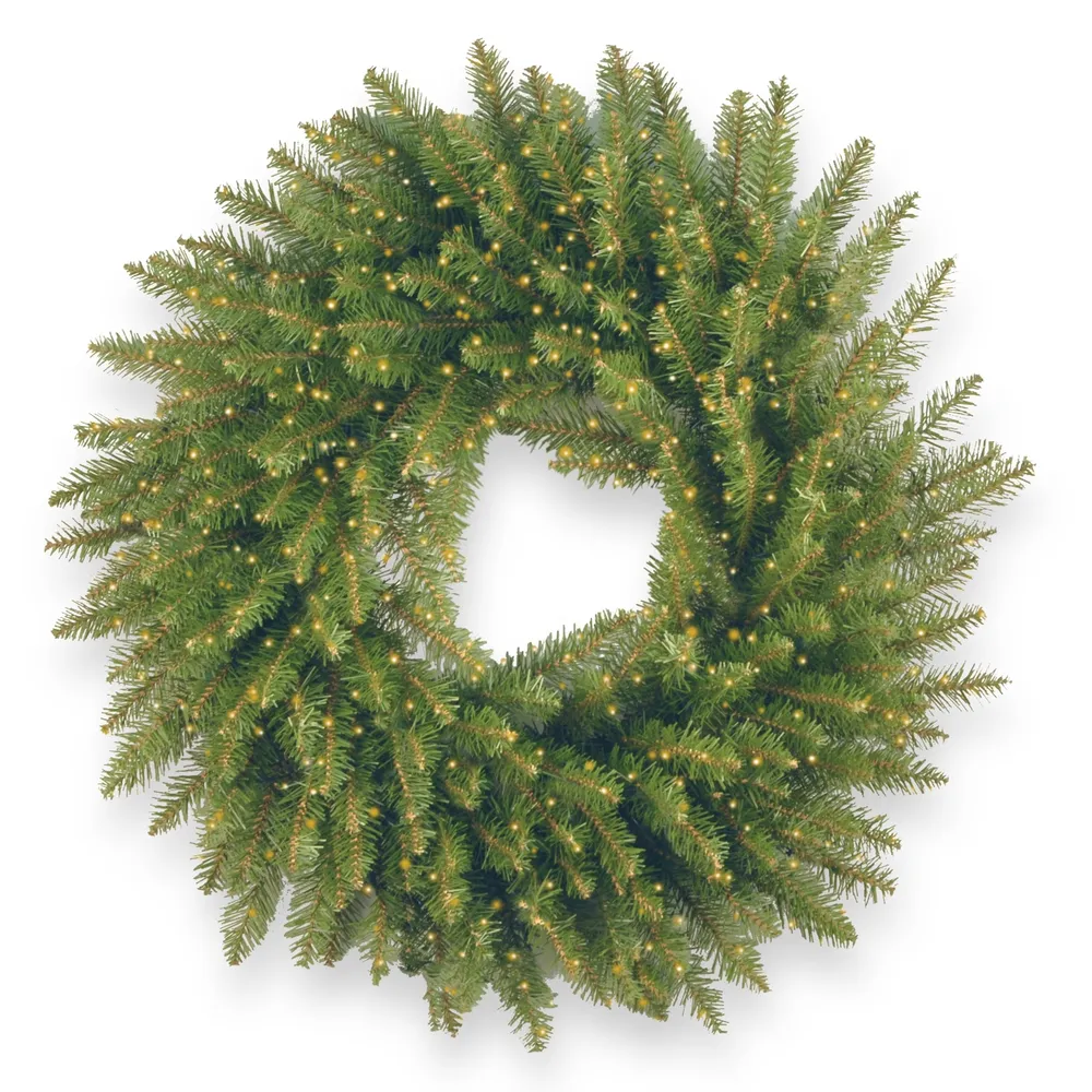 National Tree Company 24" Kingswood Fir Wreath with 250 Battery Operated Infinity Lights