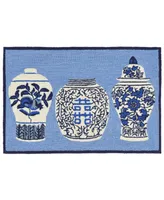 Liora Manne Front Porch Indoor/Outdoor Ginger Jars Blue 2' x 3' Area Rug